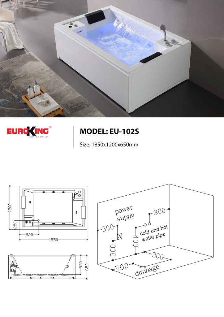 Sơ đồ kĩ thuật bồn tắm massage EU-102 SPRING
