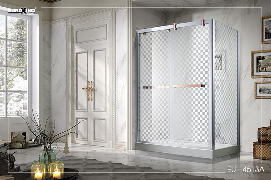 Phòng tắm vách kính EU - 4513A (hoa văn caro)