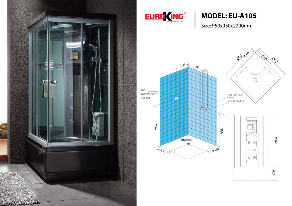 Bản vẽ sơ đồ kỹ thuật phòng xông hơi EU - A105