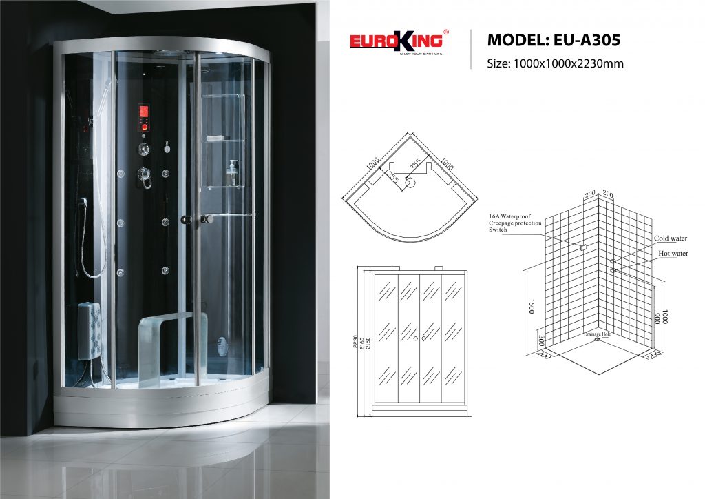 Bản vẽ sơ đồ kỹ thuật phòng xông hơi EU - A305
