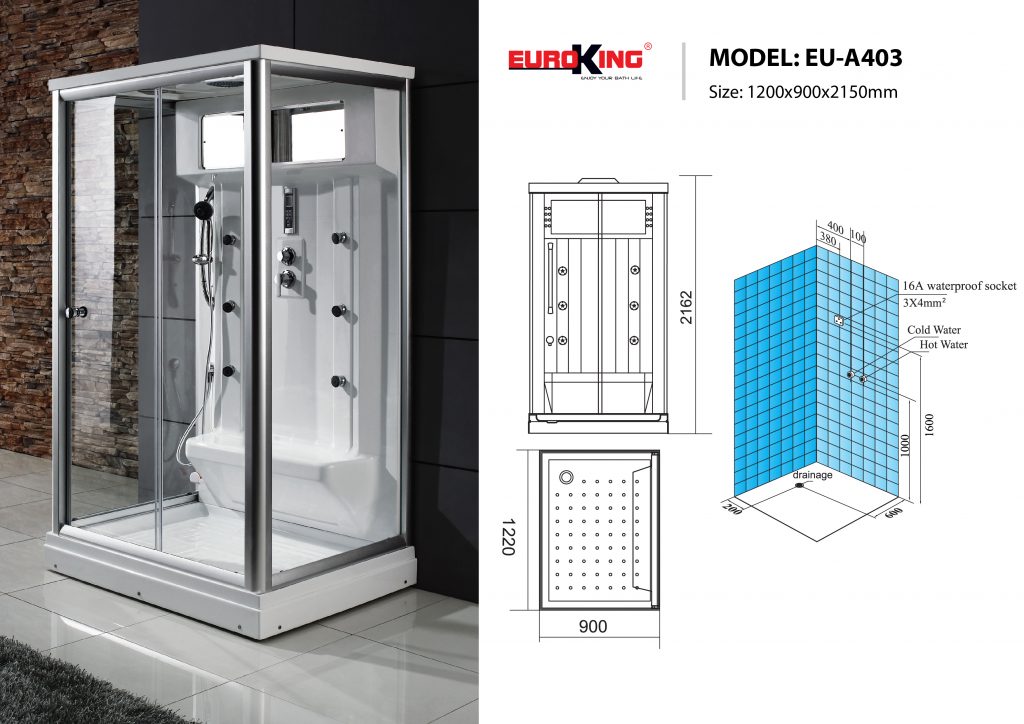 Bản vẽ sơ đồ kỹ thuật phòng xông hơi EU - A403