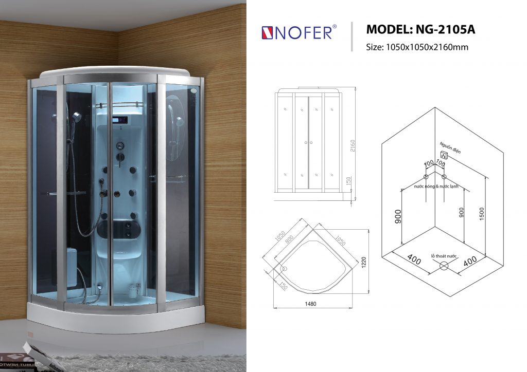 Bản vẽ sơ đồ kỹ thuật phòng xông hơi NG-2105A