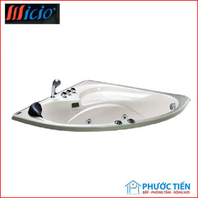 Bồn tắm xây góc massage Micio PM-125 (có chân-không yếm-ngọc trai-1250x1250x450mm)